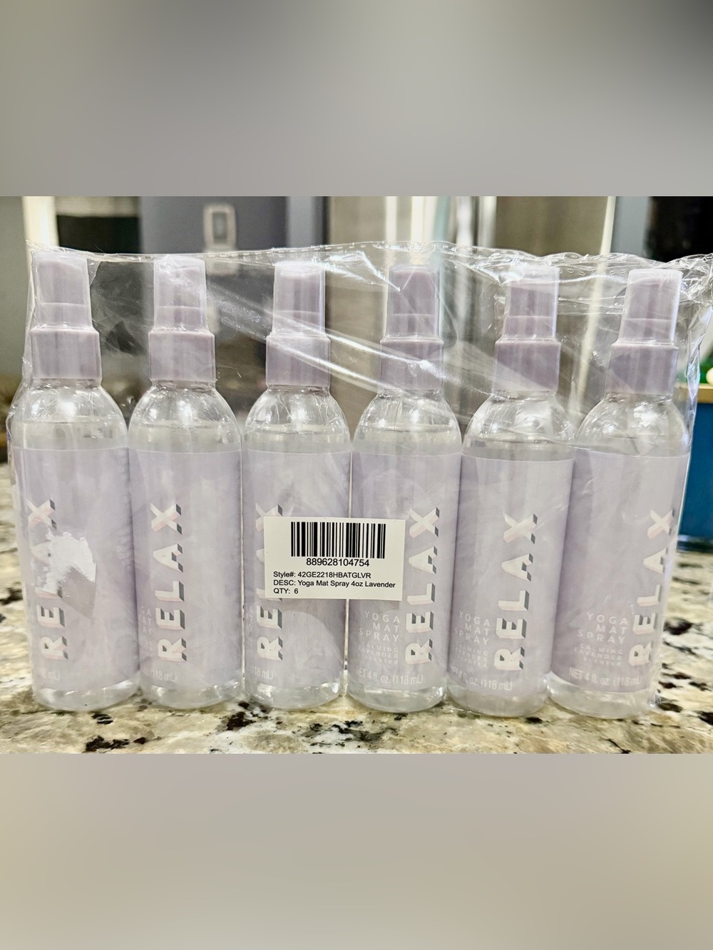 NEW RELAX Lavender Yoga Mat Spray 6-Pack | Sealed | Fitness Equipment Cleaner
